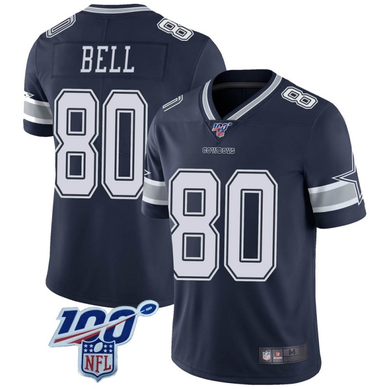 2020 Nike NFL Men Dallas Cowboys 80 Blake Bell Navy Limited 100th Vapor Jersey